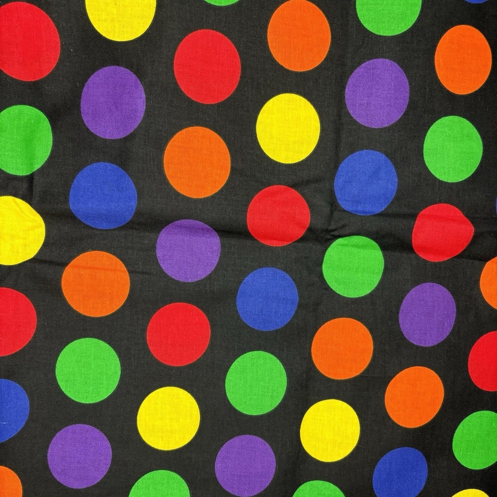 Purple Red Orange Blue Green Polkadot Harlequin Print Fabric 6 yards 42" wide